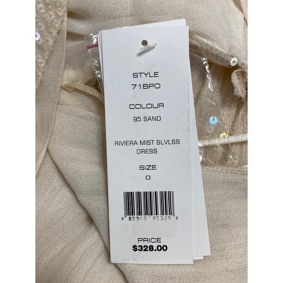 NEW French Connection Riviera Mist Cream Sequin Sleeveless A-line Midi Dress 0 - Picture 4 of 6